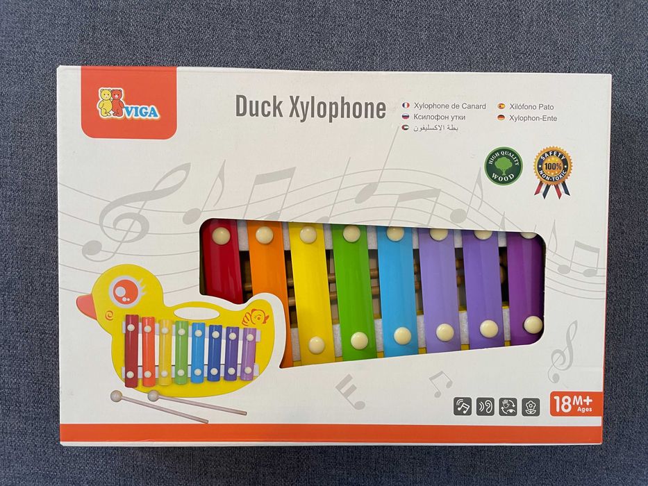 Дървена музикална играчка Viga - Ксилофон, пате