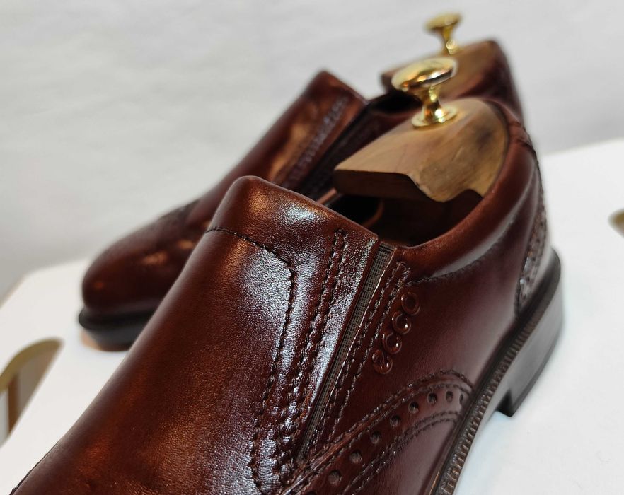 Pantofi loafer 40.5 41 brogue de lux ECCO piele naturala moale