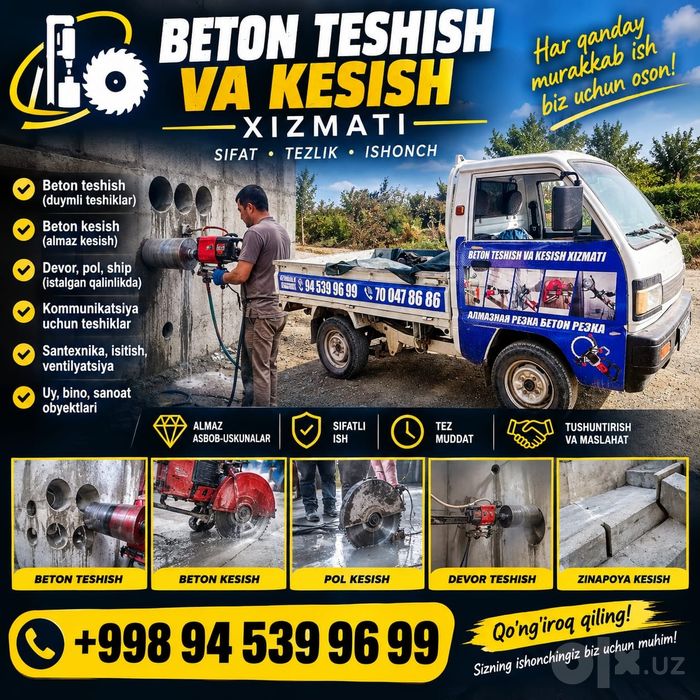 Beton teshish va Kesish xizmati