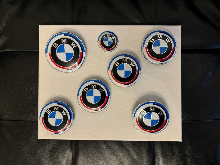Set complet embleme premium aluminiu pentru capota jante volan BMW