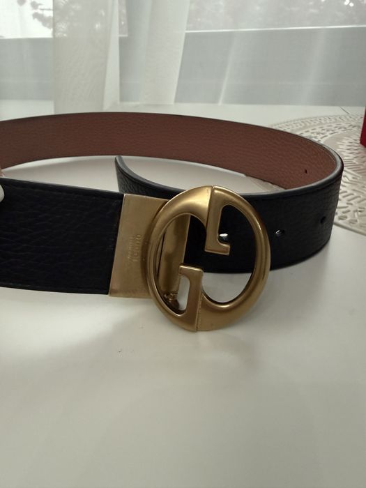 Curea gucci reversibila negru si roz originala