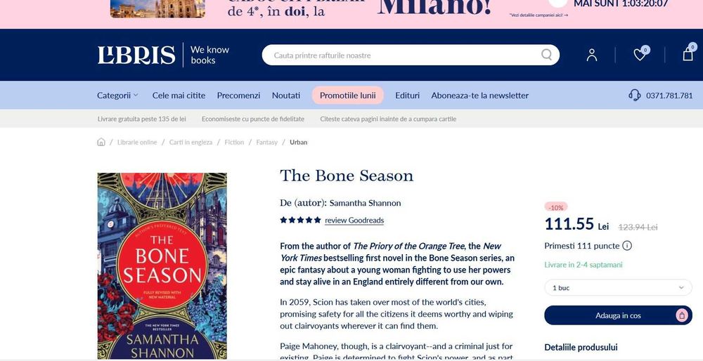 Set 2x Carte best seller ENG Samantha Shannon Bone Season & Mime Order