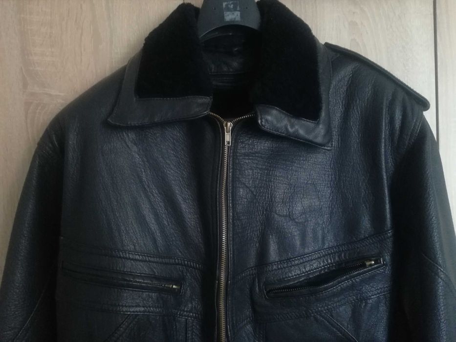 Мъжко яке,естествена кожа,топла подплата и яка,размер 56