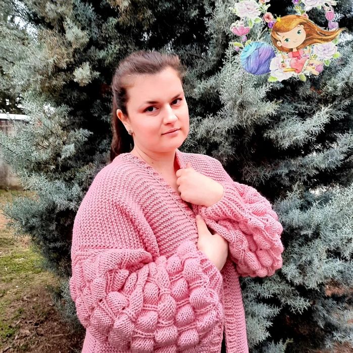 Cardigan zmeurica tricotat