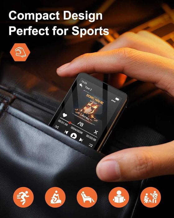 128GB MP3 плейър с Bluetooth 5.3, музикален плейър с вграден HD високоговорител, FM радио