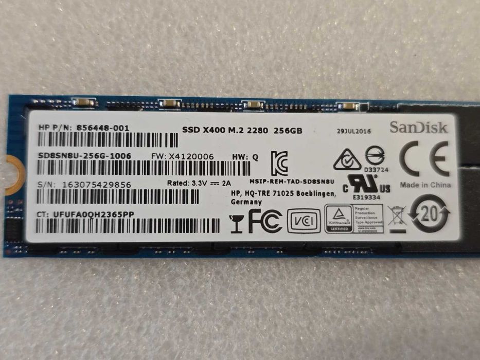 Solid-State Drive (SSD) SanDisk X400 256GB M.2 2280 SATA III – HP P/N: 856448-001