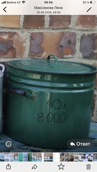 Кастрюля эмалированная 6000 тенге