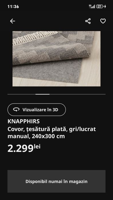 Covor IKEA din  lana NOU  240*300