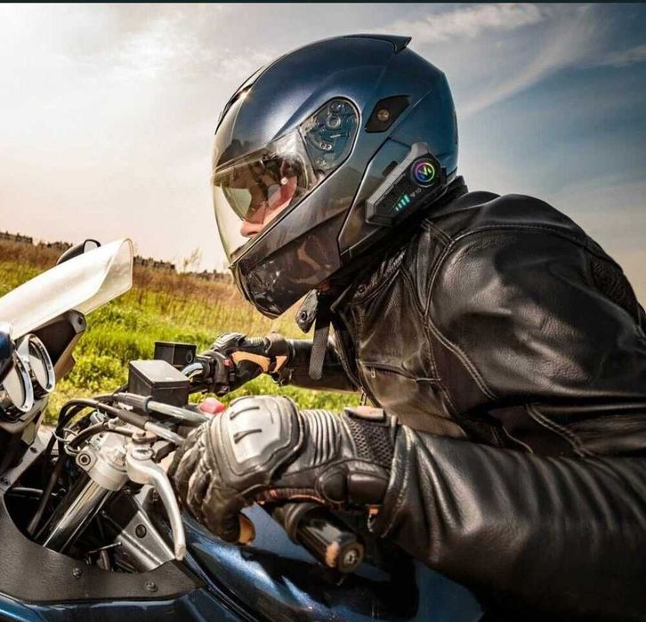 Handsfree Bluetooth Y10 pentru casca moto, Bluetooth 5.3, rezistent la apa, microfon soft, montare cu cleme si pad-uri, negru