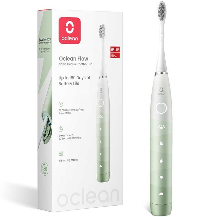 Звукова четка за зъби Oclean Flow зелена 180 дни IPX7 2500mAh