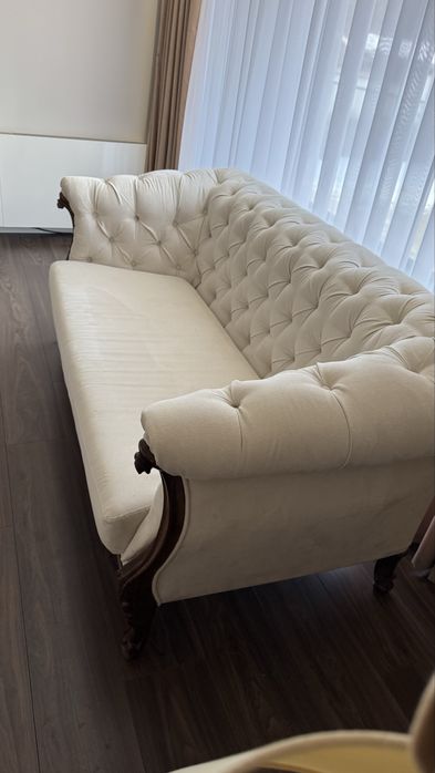 ‼️Нова цена‼️Луксозен класически диван Честърфийлд с дървена рамка