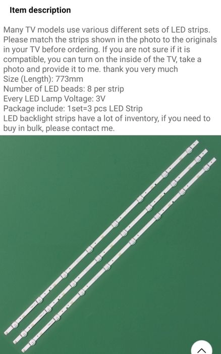 Berete Led Samsung UE40J5200AW, UE40J5200, 3 barete cu 8 Leduri, NOU