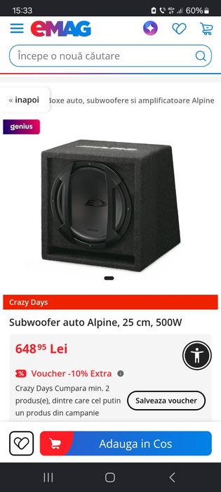 Vând subower alpin  și 3 difuzoare hertz