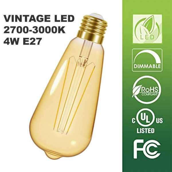 Ретро винтидж LED крушка 6W LED BULB 2700K Е27, опушено стъкло, BF22
