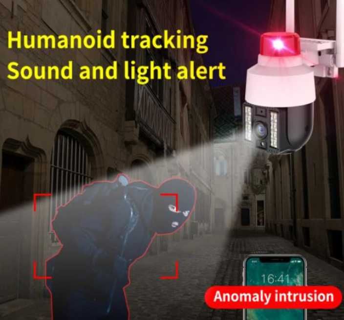 360° AutoTracking Камера WiFi Видеонаблюдение PIR Сензор Движение Водонепромокаема ULTRA FHD 8MP H.265X PTZ 5хZoom Следяща Камера PIR Цветна Нощем