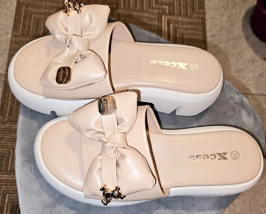 Дамски кожени чехли Xcess ,38номер,Нови.Цена 25лв..