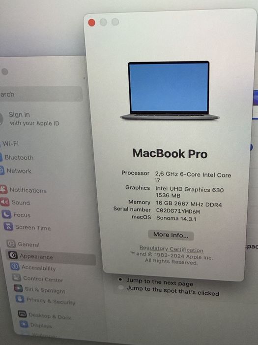 Apple Macbook pro 16 i7 16GB 500GB SSD