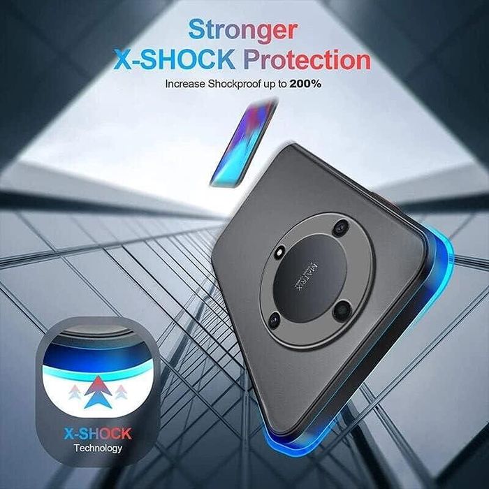 Цветен кейс rock за honor magic8 lite - черен с червени бутони