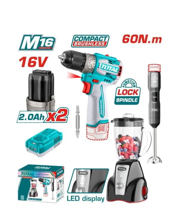 Комплект TOTAL блендер миксер и винтоверт