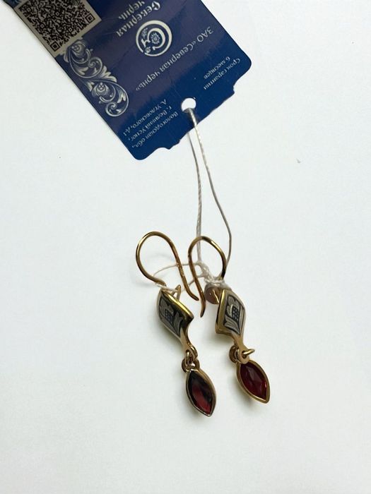 НОВЫЕ! Изящные серебряные серьги с гранатом