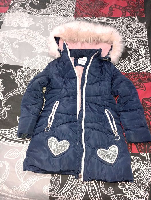 Зимно яке с розов пух