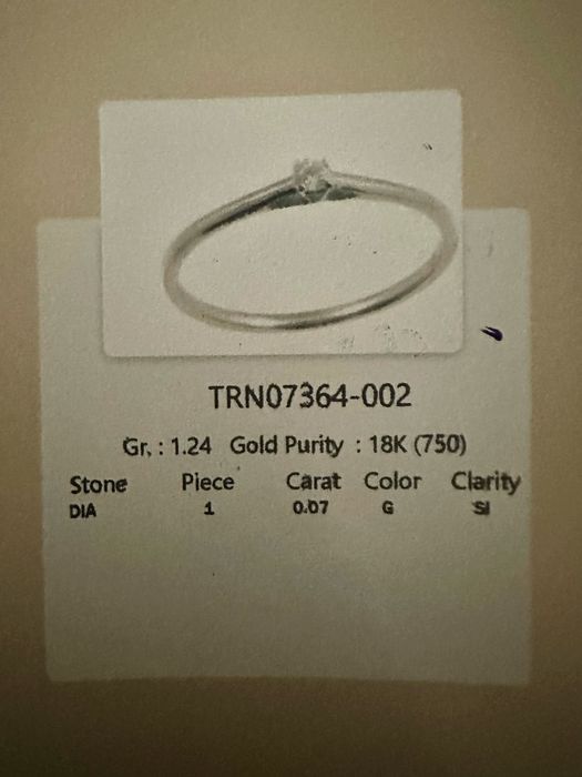 Inel logodna aur alb 18k cu diamant