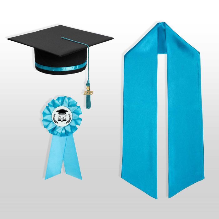 Toca, Esarfa si Cocarda, Set Nepersonalizat, Turquoise,Liceu,Facultate