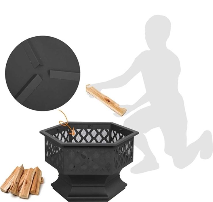 Gratar gradina, Fire Pit, Vatra Foc 80.5x80.5 |S 592751 Black