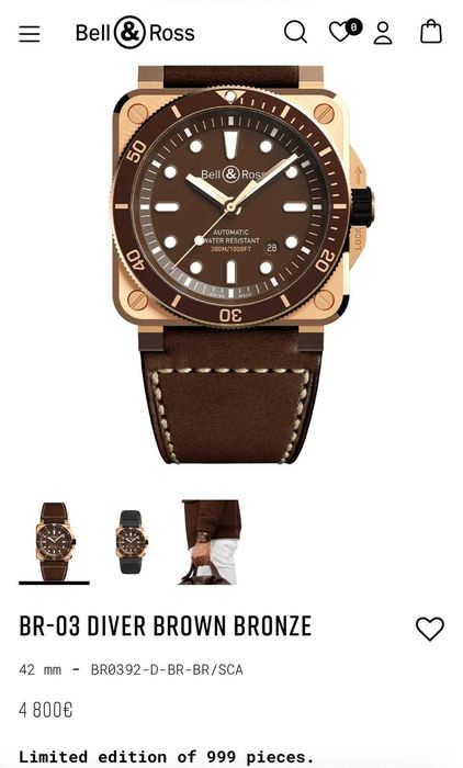 CEAS BELL&ROSS BR-03 - Diver Brown Bronze - 42mm - Lim. Ed. : 999 piece - 4800E !