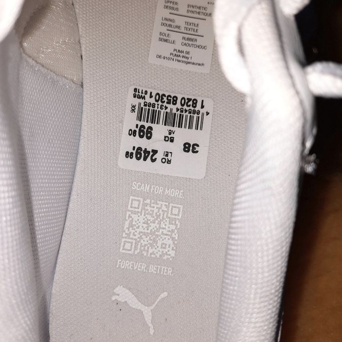 Puma- Adidași albi, damă, nou, 38