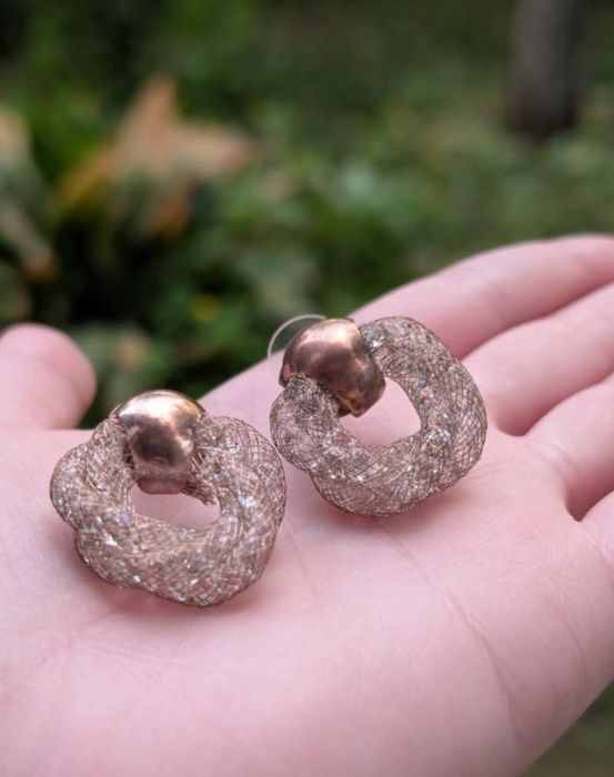 Vechi cercei din cupru, cristale Swarovski