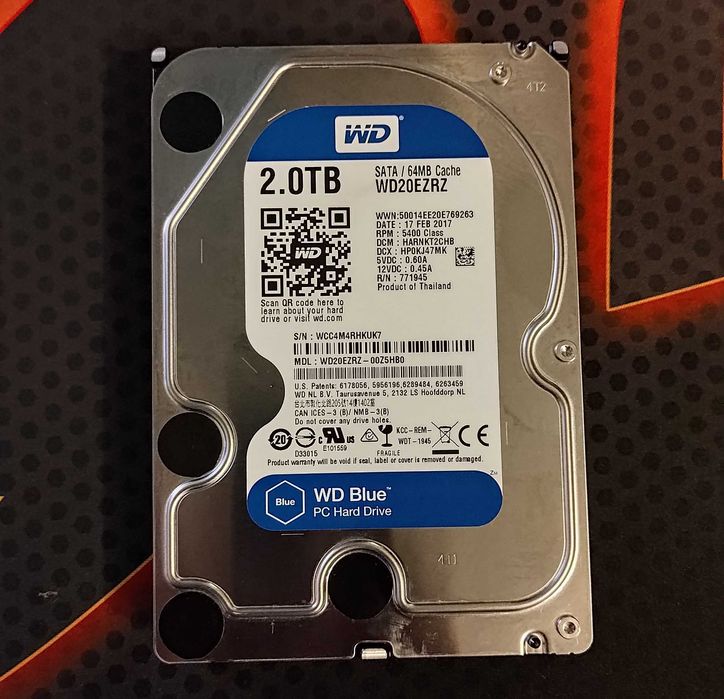Western Digital Blue WD20EZRZ 2TB 5.4K RPM 64MB Cache 3.5" Hard Drive