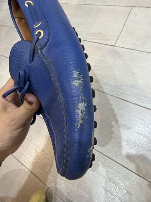 Мокасины синие car shoe Италия