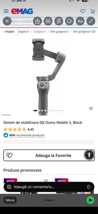Sistem de stabilizare DJI Osmo Mobile 3