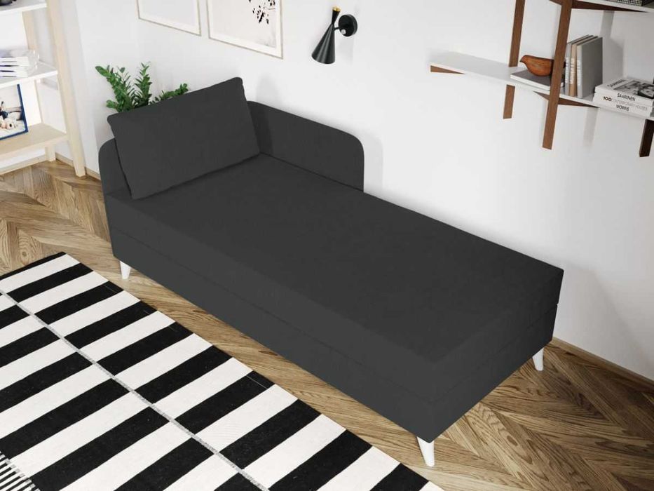 Divan / Pat o persoana tapitat Gri Inchis Soft Fix - Transport Gratuit