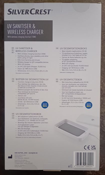 Incarcator wireless e sanificare UV