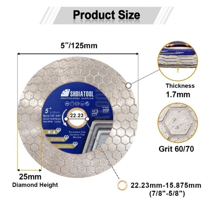 SHDIATOOL Диск за рязане под ъгъл 45° герунг