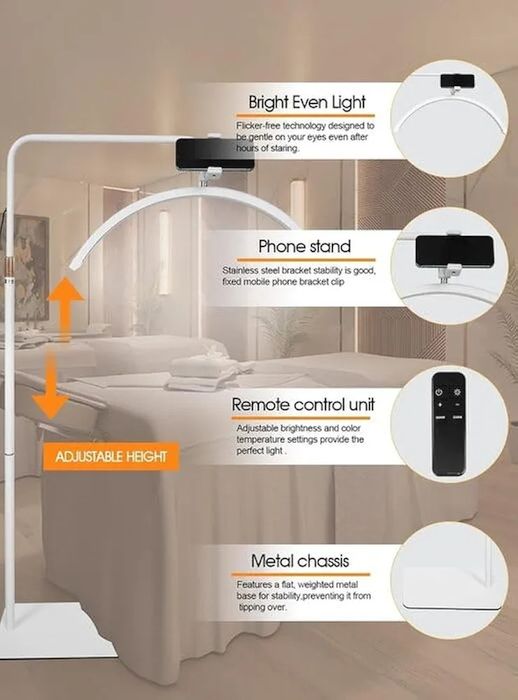 LED козметична лампа луна Half Moon  регулируема яркост и височина