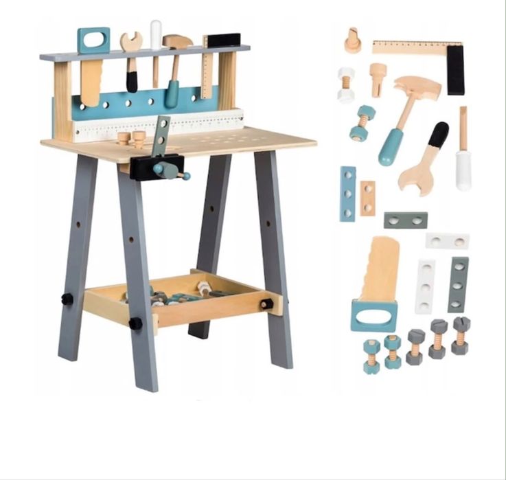 Banc de lucru din lemn vopsit ecologic