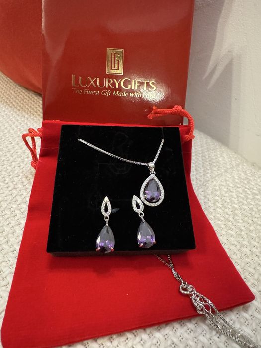 Set pandativ cu lant si cercei argint