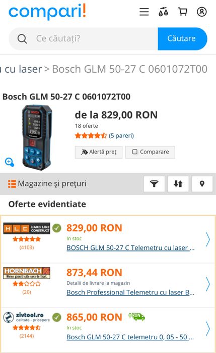 MDM vinde: Telemetru cu laser Bosch 50-27 C.