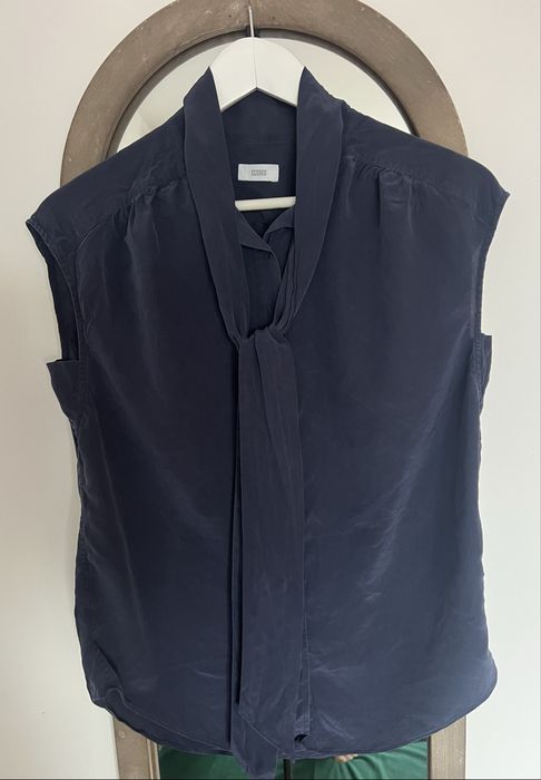 camasa din matase, bleumarin, fara maneci, fina, eleganta marca Closed