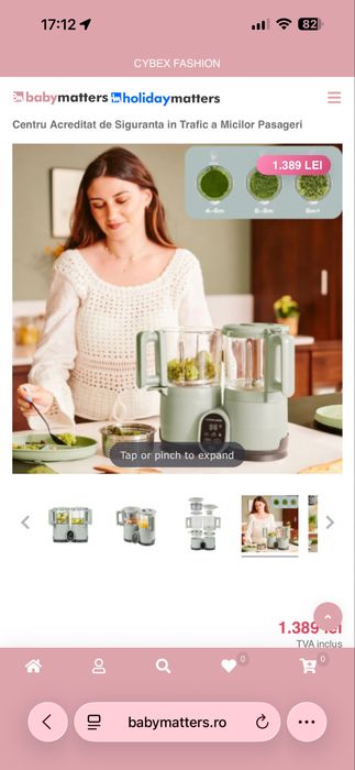 Robot pentru gatit Babymoov Nutribaby 4 in 1, cu panou central, din sticla si otel inoxidabil