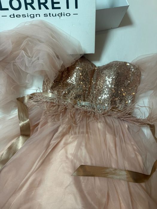 Мини сет топ с пола BALLERINA пайети тюл розово злато