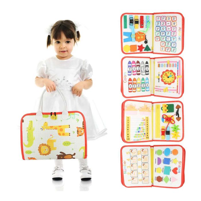 Бизиборд занимателно куфарче книжка Монтесори активна дъска за учене