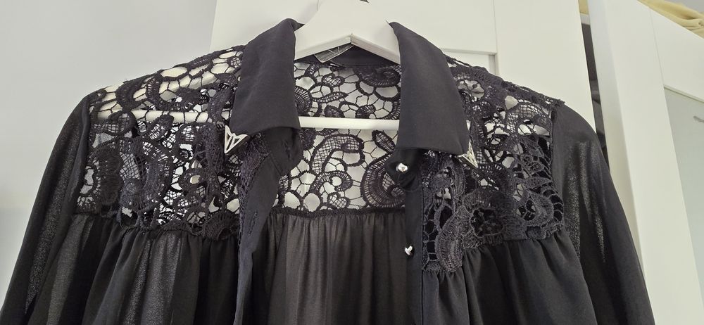Cămașă damă elegantă neagră cu dantelă