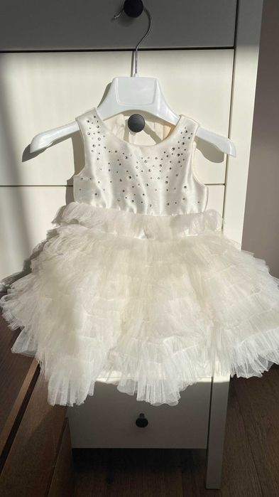 ПРОМО! НОВА Рокля за кръщене в бяло с камъни Swarovski Official! 12М