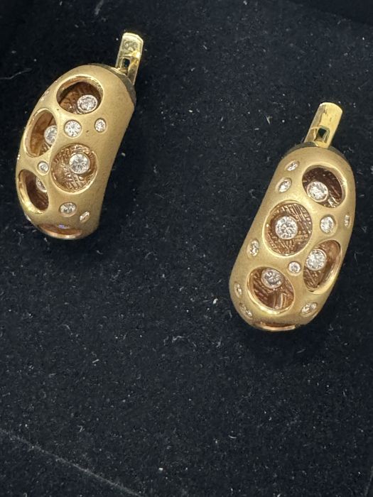 Серьги золотые 15.1гр. с крупными бриллиантами