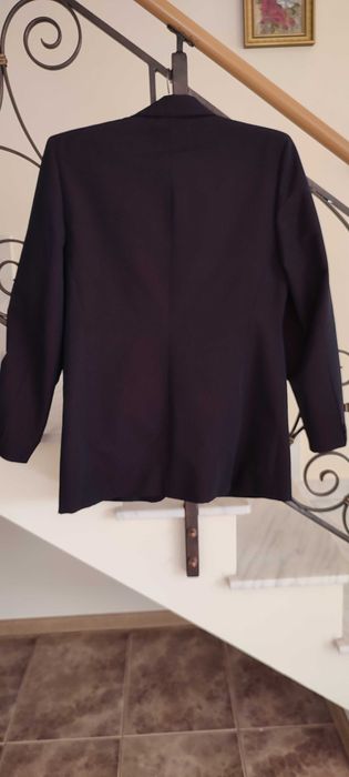 Costum damă,cu pantalon,elegant,casual,maro cu reflexe grena