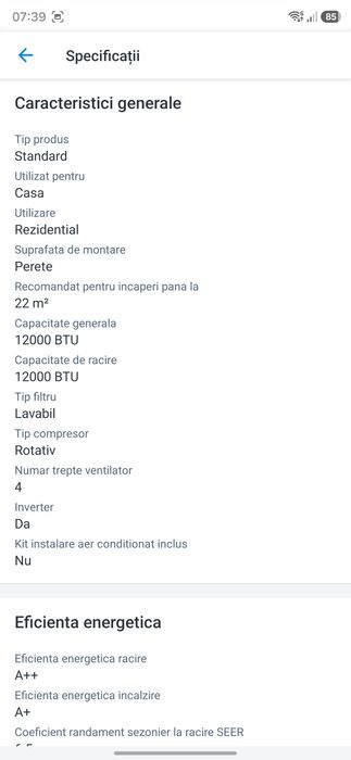 Aer condiționat Star-light 12.000 BTU - NOU SIGILAT + GARANTIE